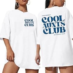 Cool Aunt Club T-Shirt for Women Cute Auntie Funny T-Shirt Women Casual Letter Print Short Sleeve Tee - متتبع أسعار Amazon.sa