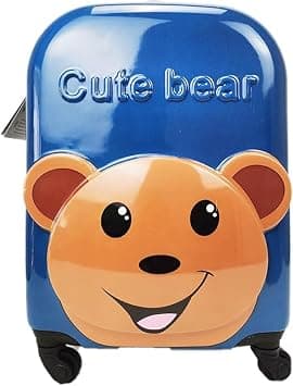 17 Inch Kids Lightweight Carry-On Luggage Trolley Bag, Hard Shell Travel Suitcase with 4 Spinner Wheels, Cute Bear on Amazon - Best Deal Finder