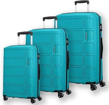 American Tourister Summer Splash 3 Piece Hardside Luggage Set, Summer Blue, Polypropylene Suitcases with TSA Lock, 8 Spinner Wheels & Push-Button Handles on Amazon.ae - Price Tracker