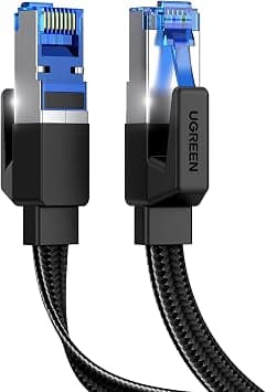 UGREEN Ethernet Cable 1M Cat 8 40Gbps Flat Braided Wire Shielded Cord RJ45 | 40Gbps high speed,Braided Flat Interent Network Cable,Compatible with Router Modem Xbox Gaming Switch PS5\4 PC TV Mac Laptop على Amazon.ae - متتبع الأسعار