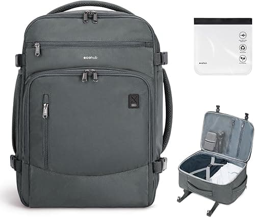 ECOHUB Travel Backpack for Airline Approved, Carry on Backpack with 15.6" Laptop Pocket for International Travel Bag on Amazon.sa - Price Tracker