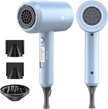 slopehill Professional Ionic Hair Dryer, Powerful 1800W Fast Drying Low Noise Blow Dryer with 2 Concentrator Nozzle 1 Diffuser Attachments for Home Salon Travel (Matte Blue) - متتبع أسعار Amazon.sa