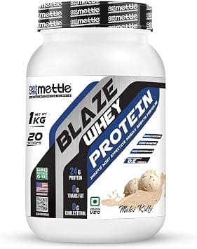 swasthum Mettle Blaze Whey Protein | 24g Protein | 10.66g BCAA | 8.09g Glutamine | 100% Natural Whey, Lean Muscle Growth, Muscle Recovery | Whey Protein (Malai Kulfi, 1kg) على Amazon.ae - متتبع الأسعار