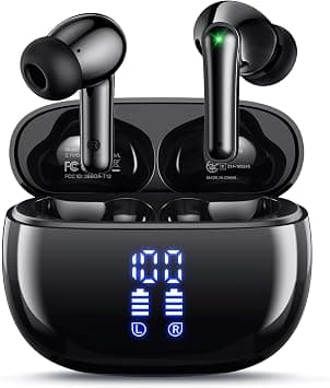 Wireless Earbuds Bluetooth Earphones with Active Noise Cancelling in Ear Buds 4 Mic Clear Calls Headphones Wireless 40H Led Display, Multipoint Connect, Deep Bass Earbuds, Waterproof (Black) على Amazon.ae - متتبع الأسعار