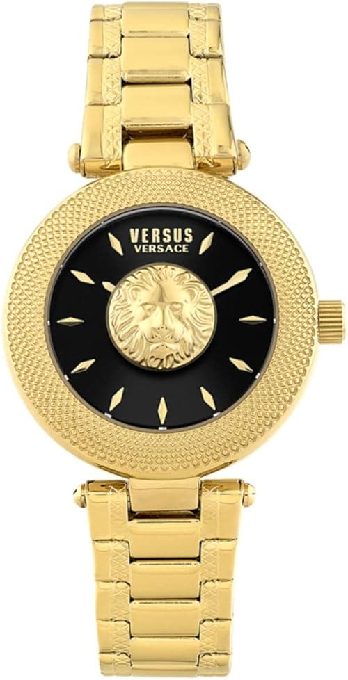 Versus Versace Brick Lane Lion Collection Luxury Womens Watch Timepieces with a Gold Bracelet and Case Featuring a Black Dial on Amazon.ae - Price Tracker