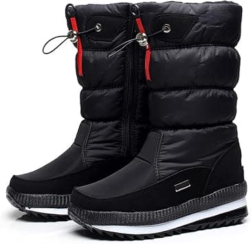 Snow Boots Womens, Winter Warm Plush Lined Ankle Wellies Waterproof Anti-Slip Hiking Flat Rubber Grip Sole Classic Short Boots for Outdoor Hiking Ski Holidays Snowboard,Black,38 EU - Amazon.ae Price Tracker