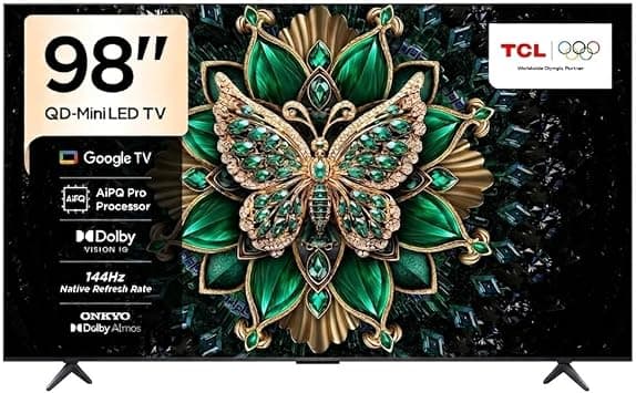 TCL 98 Inch C61K Premium QD-MiniLED 4K Smart Google TV (2026 Model) - TCL 98C61K 4K Television with AiPQ Pro Processor, HVA Panel, ONKYO 2.1 Hi-Fi System, Pro Gaming Experience, 144Hz Refresh Rate على Amazon.ae - متتبع الأسعار
