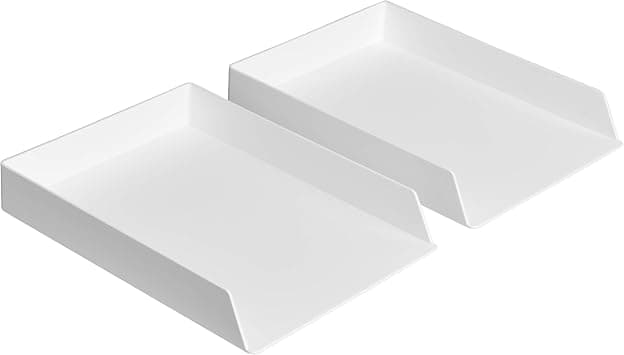Amazon Basics Rectangular Plastic Desk Organizer, Letter Tray, White, 2-Pack on Amazon.ae - Price Tracker