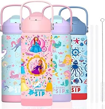 Oceanic 550ml Girls Premium Stainless Steel Water Bottle with Straw – Leak-Proof, Double-Wall Vacuum Insulated Kids Flask for School & Sports, BPA-Free (Princess, 550ml) - Amazon.ae Price Tracker