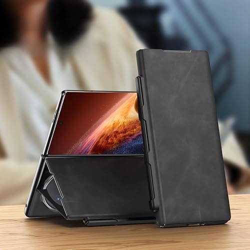 Gruattreay Case Compatible with Honor Magic V6, with Stylus Pen and Pen Slot, Premium Nappa Texture Leather Case Magnetic Closure Flip Cover Shockproof Protective Stand Cover (Black) on Amazon.ae - Price Tracker