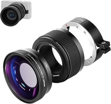 NEEWER Wide Angle Lens Compatible with Sony ZV1 Camera, 2 in 1, Black Frame | 18mm HD Wide Angle & 10x Macro Additional Lens, with Extension Tube, Bayonet Mount Lens Adapter, Cleaning Cloth على Amazon.ae - متتبع الأسعار