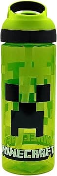 Minecraft Atlantic Creeper Drinks Bottle with Logo Eco Freindly BPA-free Plastic School Water Bottle with Removable straw, spills Proof Gift for Minecraft fan Officially Merch 600ML - Best Deal Finder