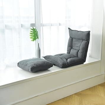 Jorunb Floor Chair Foldable Lounger Chair Folding Lazy Sofa Gaming Chair Adjustable High Back Couch Recliner for Patio Deck Indoor Outdoor Bedroom Living Room Office Balcony(Grey) on Amazon.ae - Price Tracker