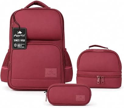 Kids 3 Piece School Backpack Set with Lunch Bag & Pencil Case, Lightweight Water Resistant School Bag for Middle & High School Students - Maroon على Amazon.ae - متتبع الأسعار