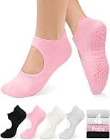 YeuG 4/6 Pairs Pilates Socks for Women - Non Slip Grip Socks for Yoga, Barre, Hospital, Barefoot - Best Deal Finder