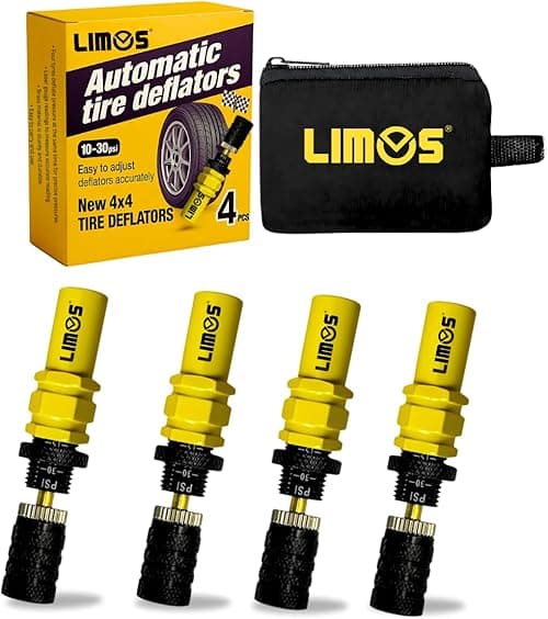 Limos 4PCS Tire Deflators – Adjustable 10-30 PSI (0.7–2.1 RAB), Automatic Air Release Valve Kit with Storage Pouch for Off-Road 4x4, Jeep, Truck, ATV, SUV – Pre-Set & Quick Deflation on Amazon.ae - Price Tracker