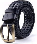 VOGARD Mens Braided Genuine Leather Original Branded Belt | Woven Leather Belt for Casual Pants with Brass Buckle| Micro Adjustable - Best Deal Finder