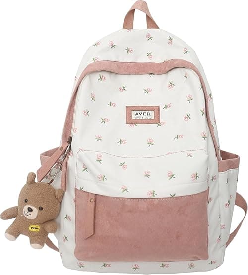 2023 Cute Preppy Bag Floral Printed Kawaii Backpack Cottagecore Aesthetic Backpack Laptop Daypack on Amazon.ae - Price Tracker