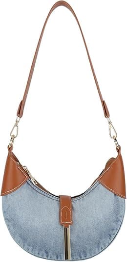 Denim Shoulder Bag for Women Retro Handbag Elegant Top Handle Bag Jean Purse Ladies Tote Bag Classic Underarm Bag - Best Deal Finder