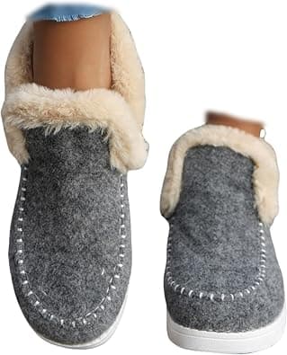 Ladmiple Winter Boots For Women 2024 Dressy Snow Boots Winter Shoes with Fur Lined Warm Slip On Ankle Booties Loafers Shoes on Amazon.ae - Price Tracker