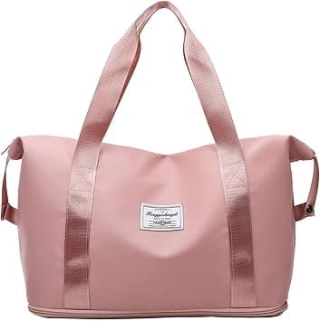 Foldable Expansion Travel Duffel Bag Weekend Bag with Dry & Wet Separation, Lightweight Sports Tote Gym Bag Weekender Overnight Bags for Women and Men, Pink on Amazon - Best Deal Finder