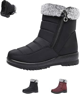 Women's Waterproof Faux Fur Zipper Snow Boots, Women Winter Warm Cotton Shoes, Womens Fur Lined Slip on Orthopedic Ankle Boots with Side Zipper, Anti-slip Outdoor Snow Shoes on Amazon.ae - Price Tracker