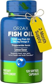 ORZAX Fish Oil 1200 mg, EPA&DHA, Triglyceride Form Burpless Omega 3, Lemon Flavor, Supports Heart, Brain, Eyes, and Joints, 120 Softgels,60 Day Supply on Amazon - Best Deal Finder