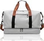 Azonee Gym Bag with Shoe Compartment & Waterproof Wet Pockets | Grey Sports Duffle Bag for Men & Women – Travel, Swimming, Yoga & Camping | Overnight Weekender Bag with Trolley Strap - Best Deal Finder