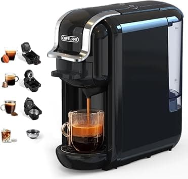 Cafelffe MK-603 Capsule Coffee Machine, 19 Bar 4-in-1 Hot/Cold Espresso Maker, Compatible Nes*/DG* Pod/Coffee Powder, 220V Saudi Arabia Use, Fast Brew, Compact for Home/Office - Easy Clean,Black - متتبع أسعار Amazon.sa