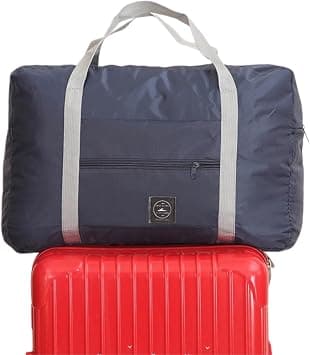 Large Foldable Travel Duffle Bag with Luggage Sleeve, Navy Blue on Amazon - Best Deal Finder
