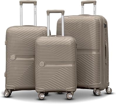 Hard Case 3 Piece Set (20/24/28 Inch) Luggage Lightweight Durable Wheeled Unbreakable Beige Suitcase, Secured Lock on Amazon.ae - Price Tracker