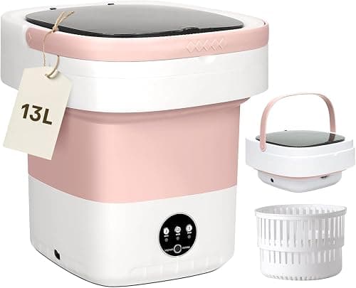 Portable Washing Machine, 13L Large Capacity Mini Washer with Spin Dryer, 3 Modes Deep Cleaning for Baby Clothes Socks, Underwear or Small Items, small Machine suitable Apartment,For Travel (Pink) على Amazon.ae - متتبع الأسعار
