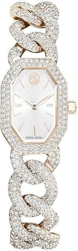 Swarovski Dextera Stainless Steel Swiss Watch with Crystal Bracelet for Women, White/Rose Gold - Best Deal Finder