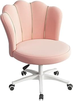 DAYONG Makeup Vanity Chair with Wheels, Adjustable Modern Velvet Accent Chairs, Comfy Home Office Desk Chairs, Swivel Vanity Chairs for Bedroom Living Room (Pink) on Amazon.ae - Price Tracker