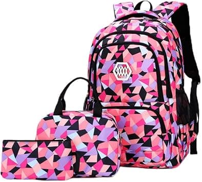 Yoawllty School Bag for Girls, Kids Backpack for School Bookbag for Elementary 3 in 1 School Bag Sets with Lunch Tote Pencil Bag and Cartoon Sticker(Pink) on Amazon.ae - Price Tracker