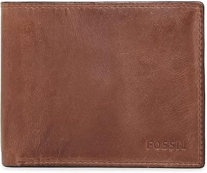 Fossil Men's Derrick Leather RFID-Blocking Large Bifold with Coin Pocket Wallet for Men - متتبع أسعار Amazon.sa