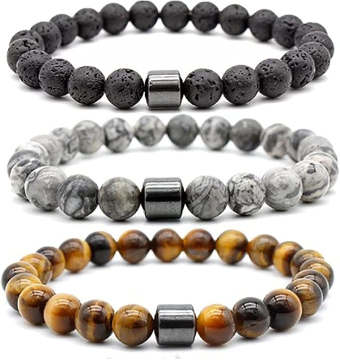 Jury Ricjurzzty 3 PCS Tiger Eye Stone Bracelets 8MM Natural Stones Beads Bracelets for Men Women Girls Jewelry One Size - multi on Amazon.ae - Price Tracker