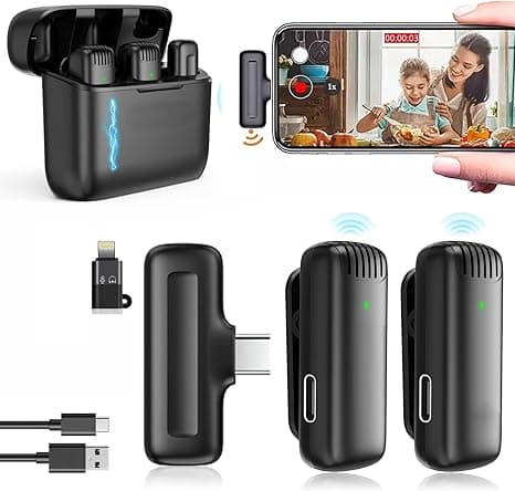 CAPOXO Wireless Microphone for Youtubers 2.4ghz Mic for YouTube with Charging Case - Dual Wireless Microphone with Noise Cancellation for Type-C and iPhone (1 Year Warranty) on Amazon.ae - Price Tracker