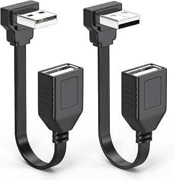 2 Pack 90 Degree USB 2.0 Extension Cable, Flat Right Angle USB Male To Female Extension Cable Convertor Adapter, Short Soft USB Cable 8 Inch, 20CM (UP Angle+Down Angle) on Amazon.ae - Price Tracker