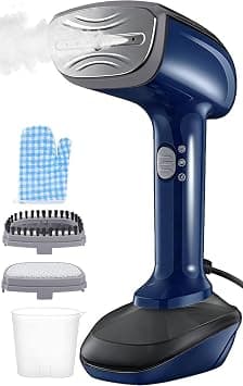 Powerful Handheld Fabric Steamer - 1800W with Fast Ceramic Heat-Up Plate, 2-in-1 Ironing & Wrinkle Remover, Steam Nozzle, Lint Brush - Blue, 220V على Amazon.ae - متتبع الأسعار