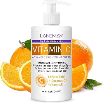 Vitamin C Cream, Hydrating Face & Body Lotion with Hyaluronic Acid, Coconut Oil & Vitamin E, Brightening Moisturizer for Women - 300ml on Amazon.ae - Price Tracker