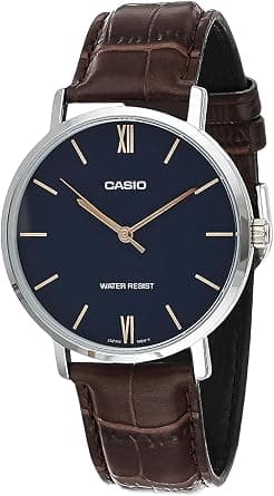 Casio Crocodile Embossed Black Leather Round Analog Watch on Amazon.sa - Price Tracker