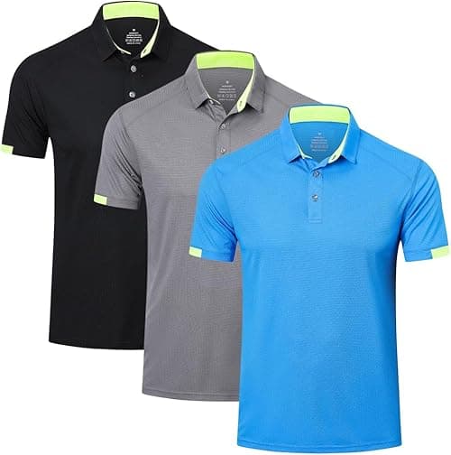 3 Pack Mens Polo Shirts Short Sleeve Lightweight Sport Golf Tennis Tops Quick Dry Athletic Workout Polo Shirts on Amazon.ae - Price Tracker