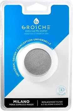 GROSCHE Milano Stovetop Espresso Maker Replacement - 3 Espresso Cup Size Silicone Gasket Seals (3 Seals) & 1 Replacement Filter Screen Kit for Moka Pots - Best Deal Finder