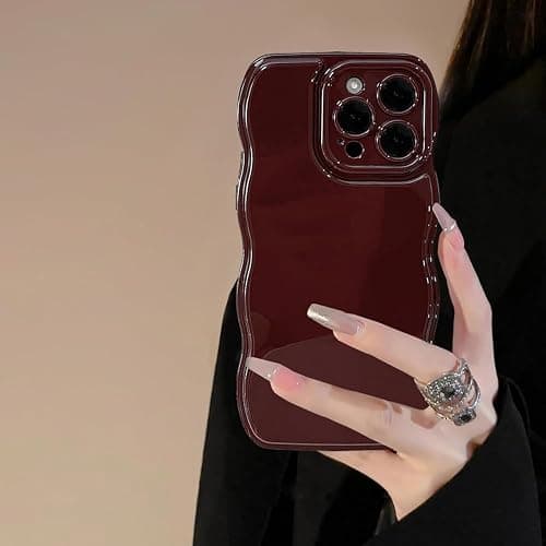 ELEPIK for iPhone 15 Plus Case, Glossy Finish with Curly Wave Edges, [Non-slip Grip] [Slim & Lightweight] Durable TPU, Aesthetic & Elegant Cover for Girls Women, Wine Red on Amazon.ae - Price Tracker