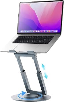 Proffisy Laptop Stand,Aluminum Laptop Stand for Desk Ergonomic Sitting/Standing Laptop Riser with 360° Rotating Base,Foldable Laptop Holder Adjustable Height Up To 18.9" (Grey) on Amazon.ae - Price Tracker