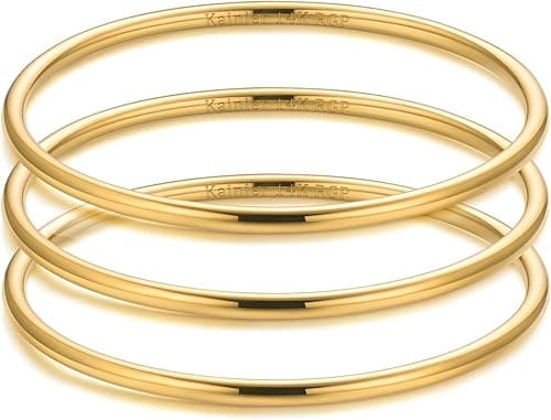 Kainier 3mm 14K Gold Plated Bracelet Stainless Steel Glossy Stackable Thin Round Bangle Bracelet for Women Oval Solid Plain Polished Bracelet Best Gifts for Love on Amazon.ae - Price Tracker