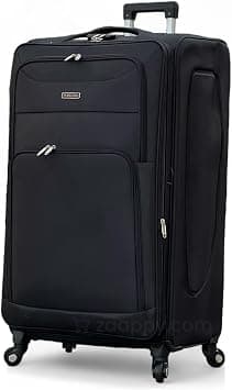 Soft Shell 32 Inch (36-40kg) Luggage, Ultra Lightweight, Expandable, 4 Smooth Wheels with Combination Locks Suitcase (Black) على Amazon.ae - متتبع الأسعار