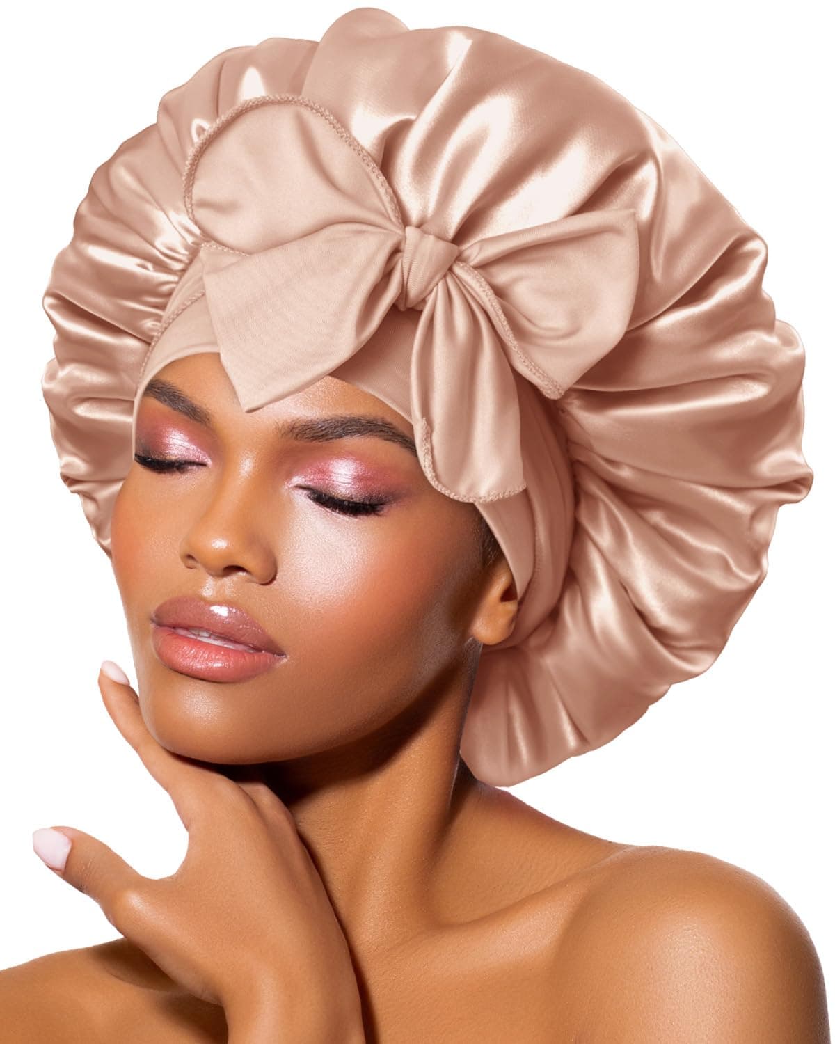 BONNET QUEEN Silk Bonnet for Sleeping Women Satin Bonnet Silk Hair Cap Adjustable Hair Wrap Night Sleep Cap with Tie Band on Amazon.ae - Price Tracker