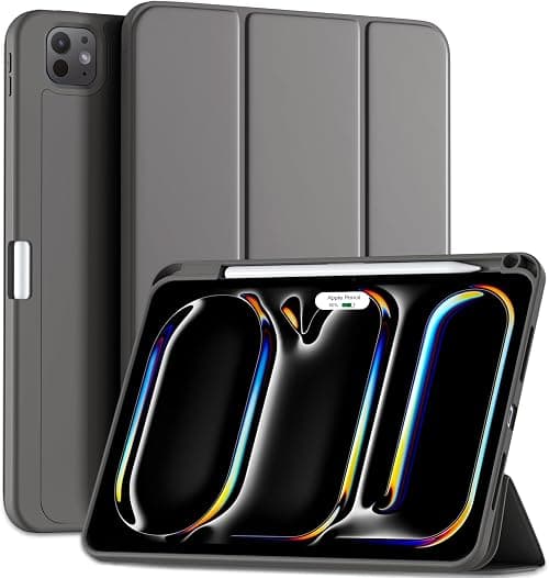Maledan Case for iPad Pro 11 Inch 2024 (M4 5th Generation) with Pencil Holder, Slim Flexible TPU Back Shockproof Protective Cover Support Apple Pencil Pro/USB-C, Auto Wake/Sleep, Space Grey on Amazon.ae - Price Tracker